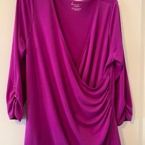 LANE BRYANT MOCK WRAP BLOUSE